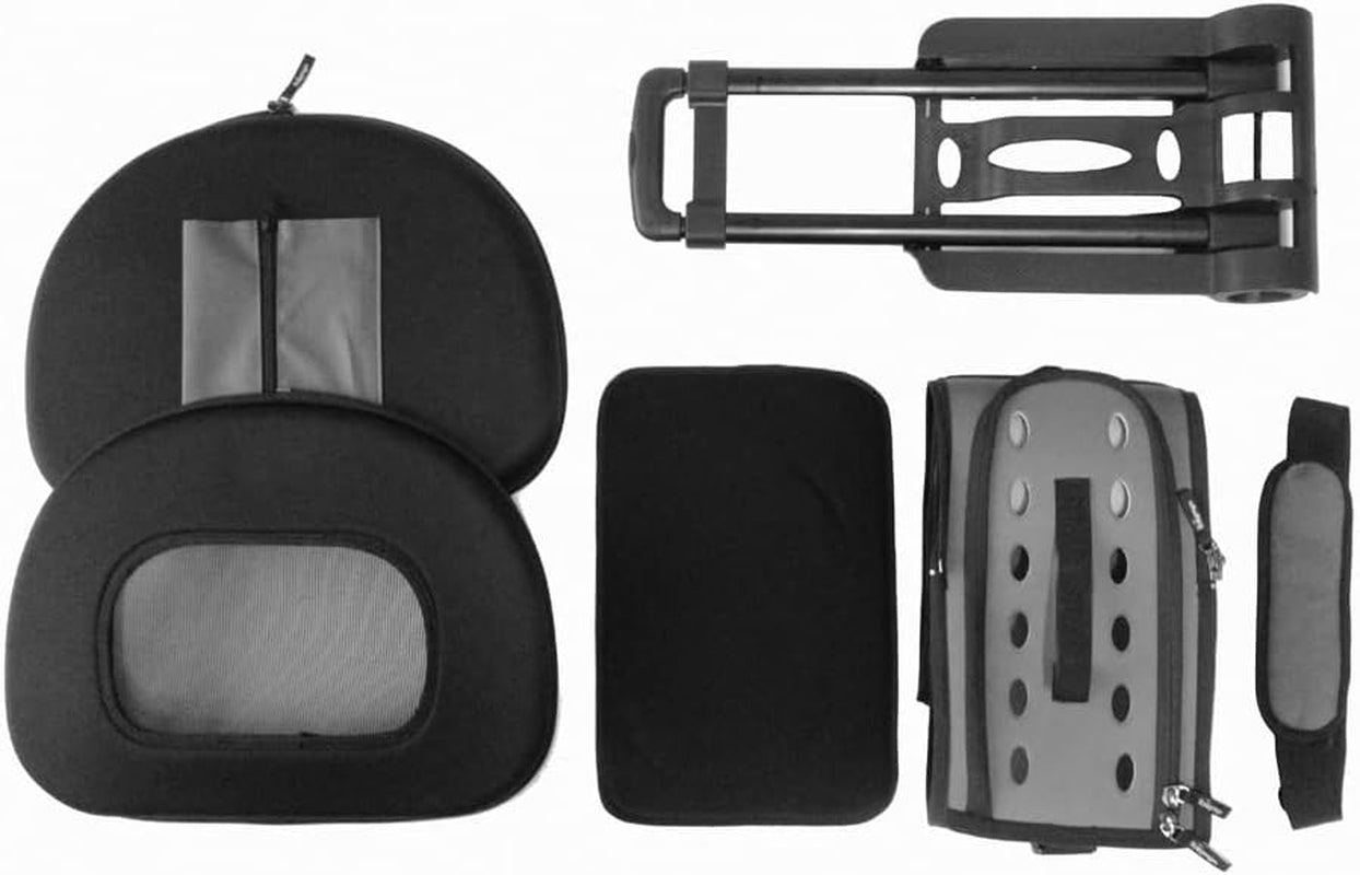 'Final Destination' Airline Approved 2-In-1 Tough-Shell Wheeled Collapsible Travel Fashion Pet Dog Carrier Crate, One Size, Black