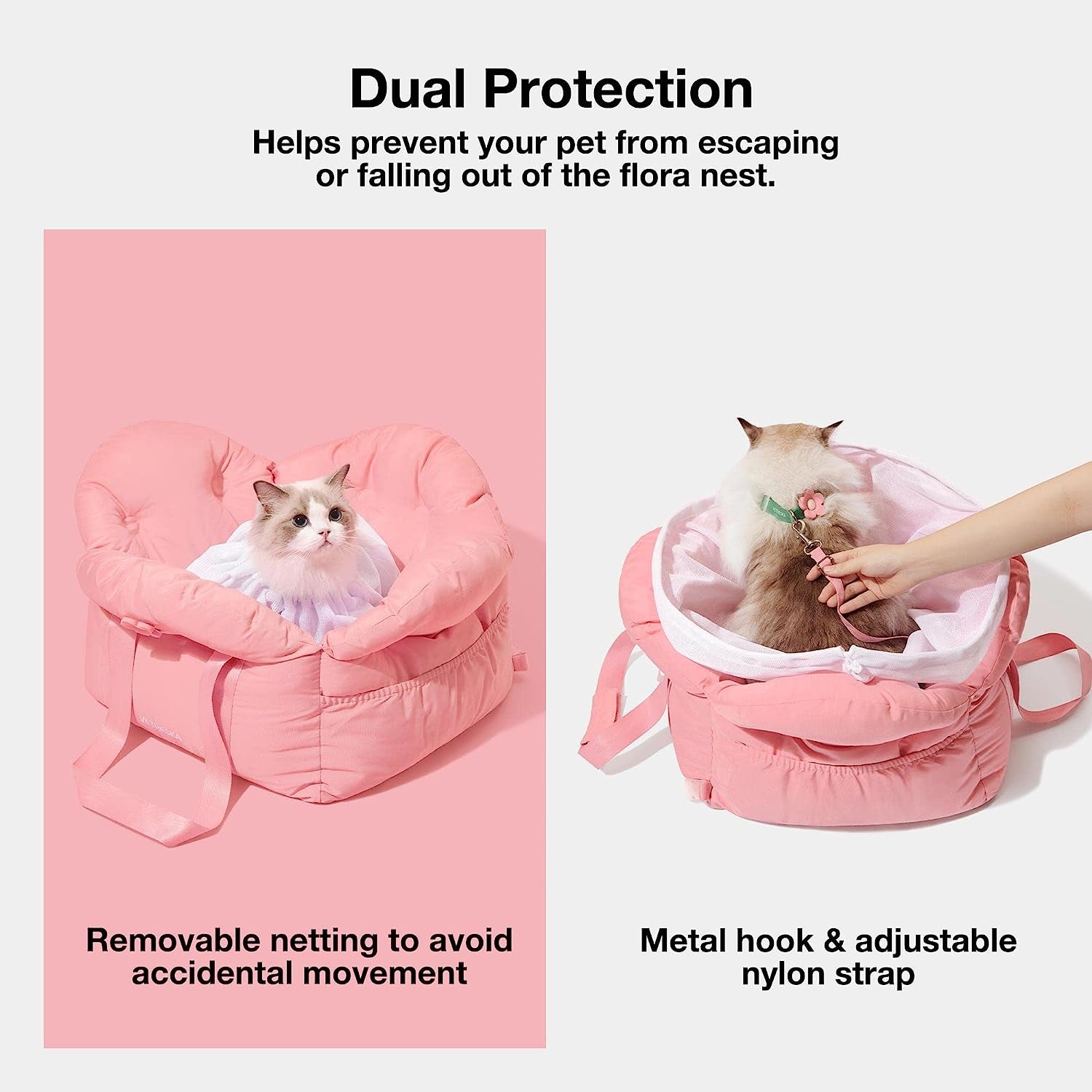 Dog Carrier Dog Car Seat for Small Dogs - Washable Cat Carrier Portable Puppy Bed for Car Seat of Easy Installation Pet Travel Carrier Bed with Storage Pocket & Safety Clip-On Leas
