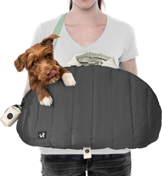 Dog Carrier for Medium Dogs, Travel Purse for Dogs up to 20 Lbs with Poop Bag Holder, Dog Collar Clip, Double-Sided Pad, Adjustable Leash, Waterproof Washable Bag, Monet Grey