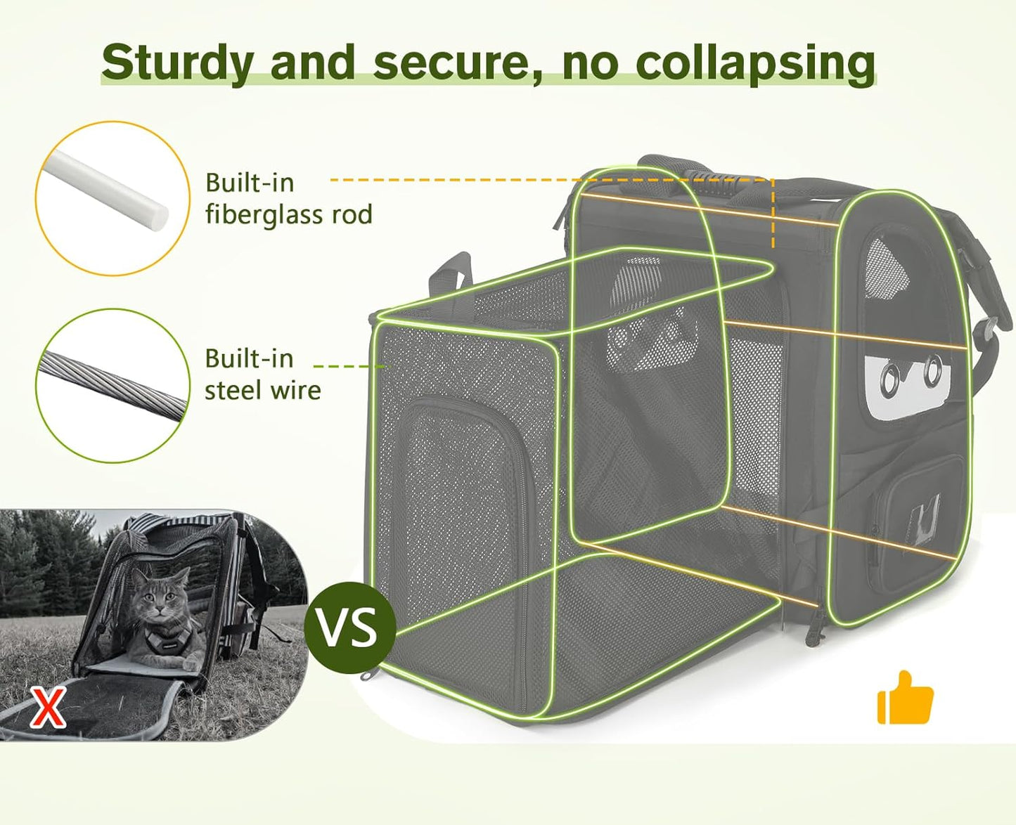 Ultimate Expandable Dog Carrier Backpack - Waterproof & Breathable Design for Small Dogs and Cats Up to 18 Lbs - Perfect for Hiking, Travel, and Outdoor Adventures in Sleek Black