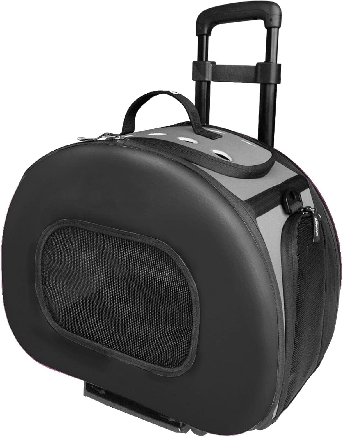 'Final Destination' Airline Approved 2-In-1 Tough-Shell Wheeled Collapsible Travel Fashion Pet Dog Carrier Crate, One Size, Black