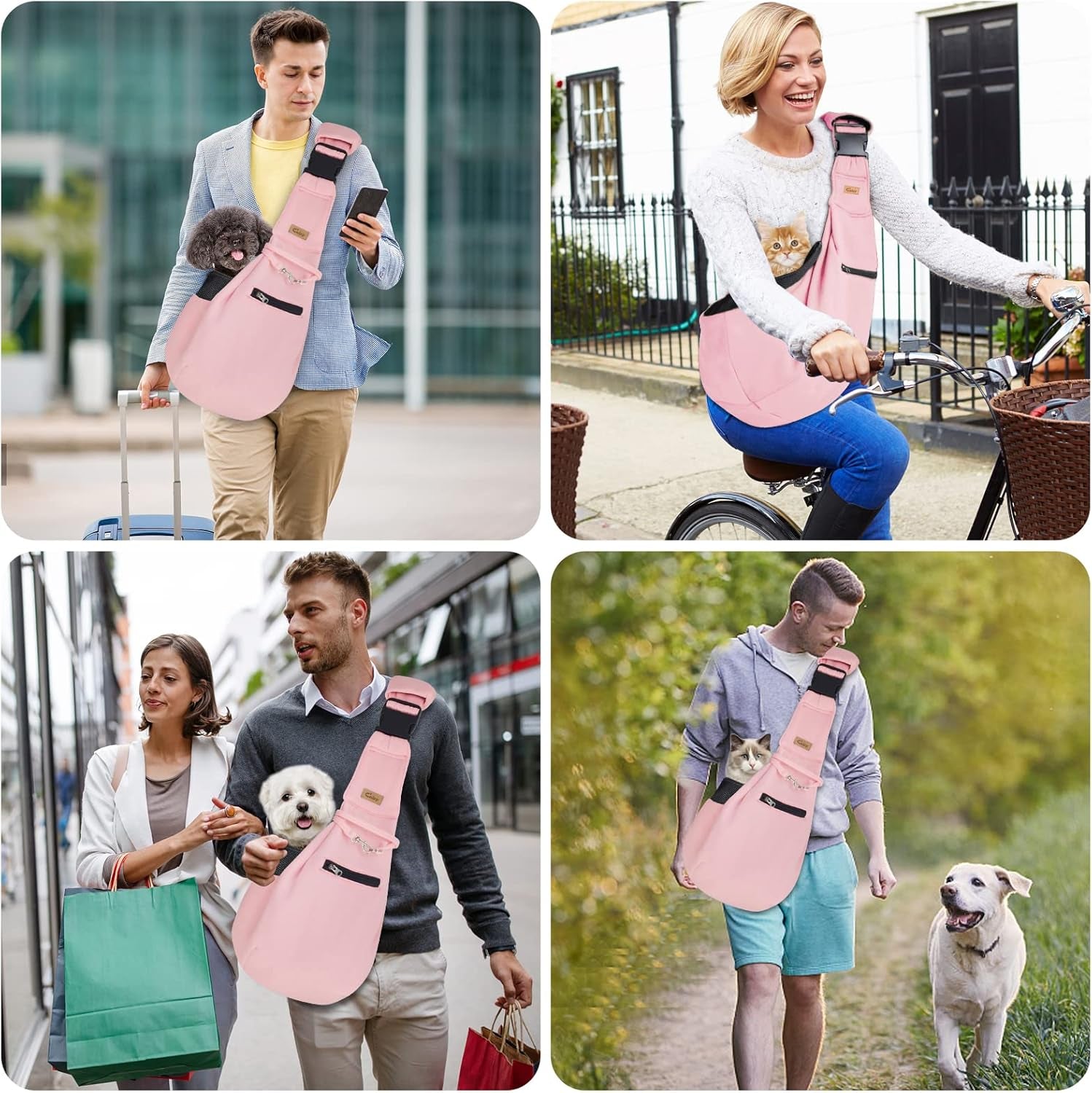 Comfortable and Stylish Adjustable Dog Sling Carrier - Perfect for Small Pets on the Go!