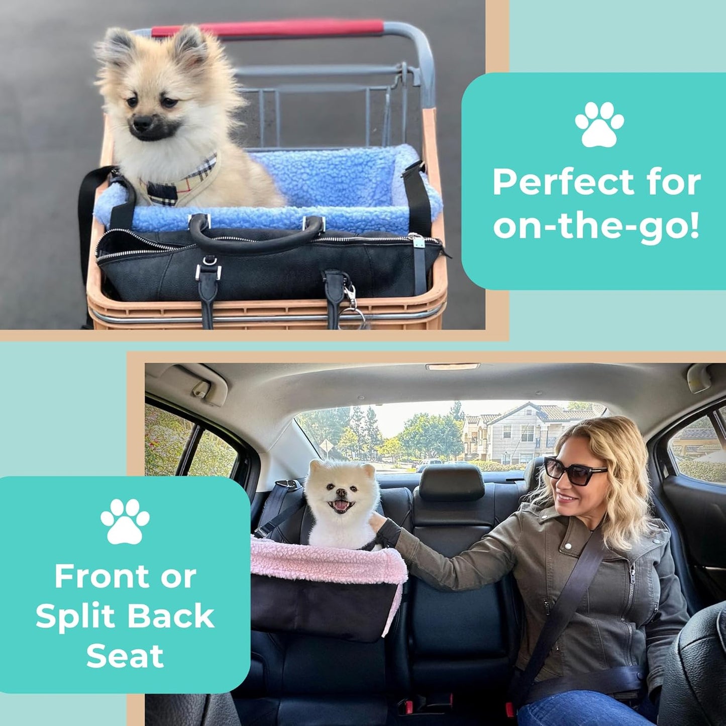 Deluxe Grey Dog Car Seat - Ultimate Booster Seat for Small Dogs Up to 18 Lbs with Safety Harness and Washable Comfort
