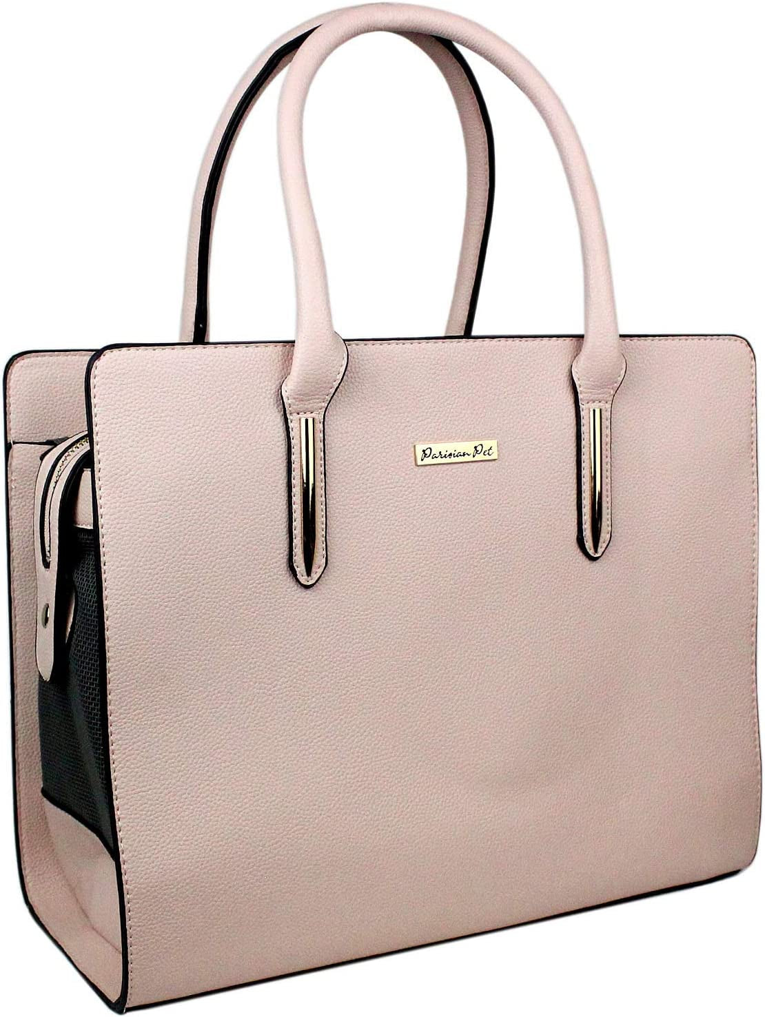 Dog Purse – Beige Breathable Pet Carrier - Airline Approved Pet Carrier - Dog Purse Carrier for Small Dogs and Medium Dogs under 10Lbs - Faux Leather Puppy Travel Purse