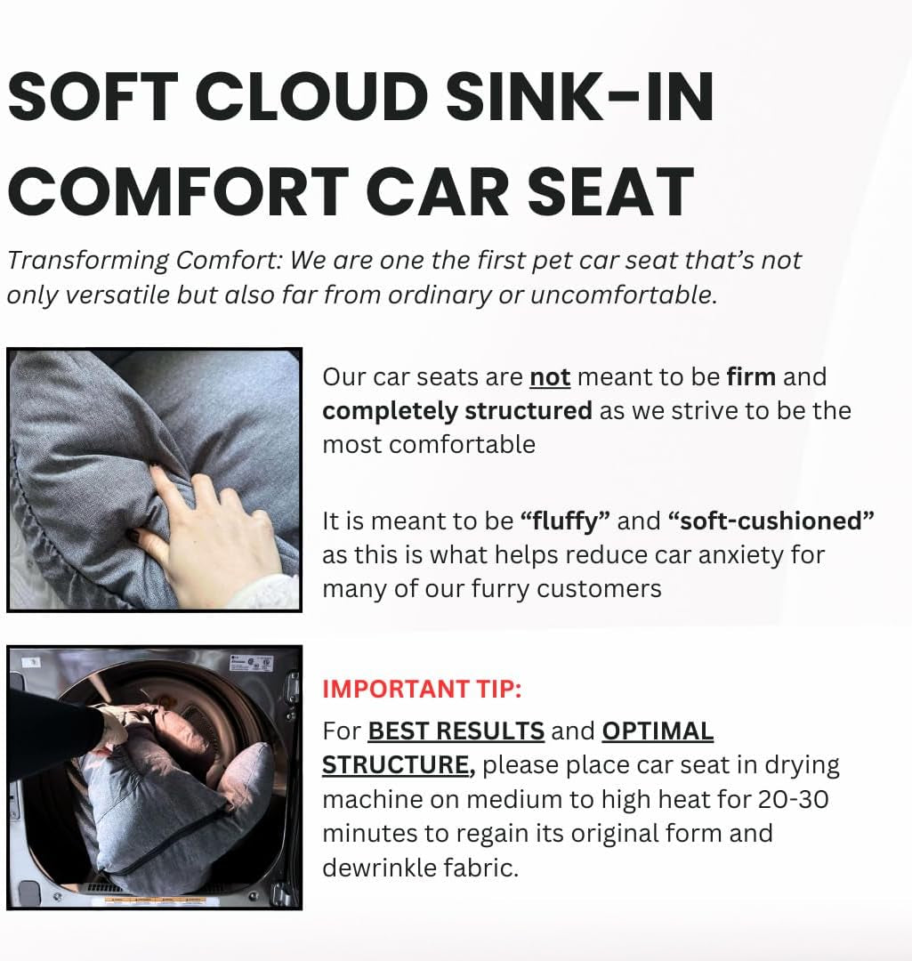 Luxurious Premium Dog Car Seat & Travel Bed for Small & Medium Pets up to 30lbs - Soft, Water Resistant, and Machine Washable for Ultimate Comfort and Safety