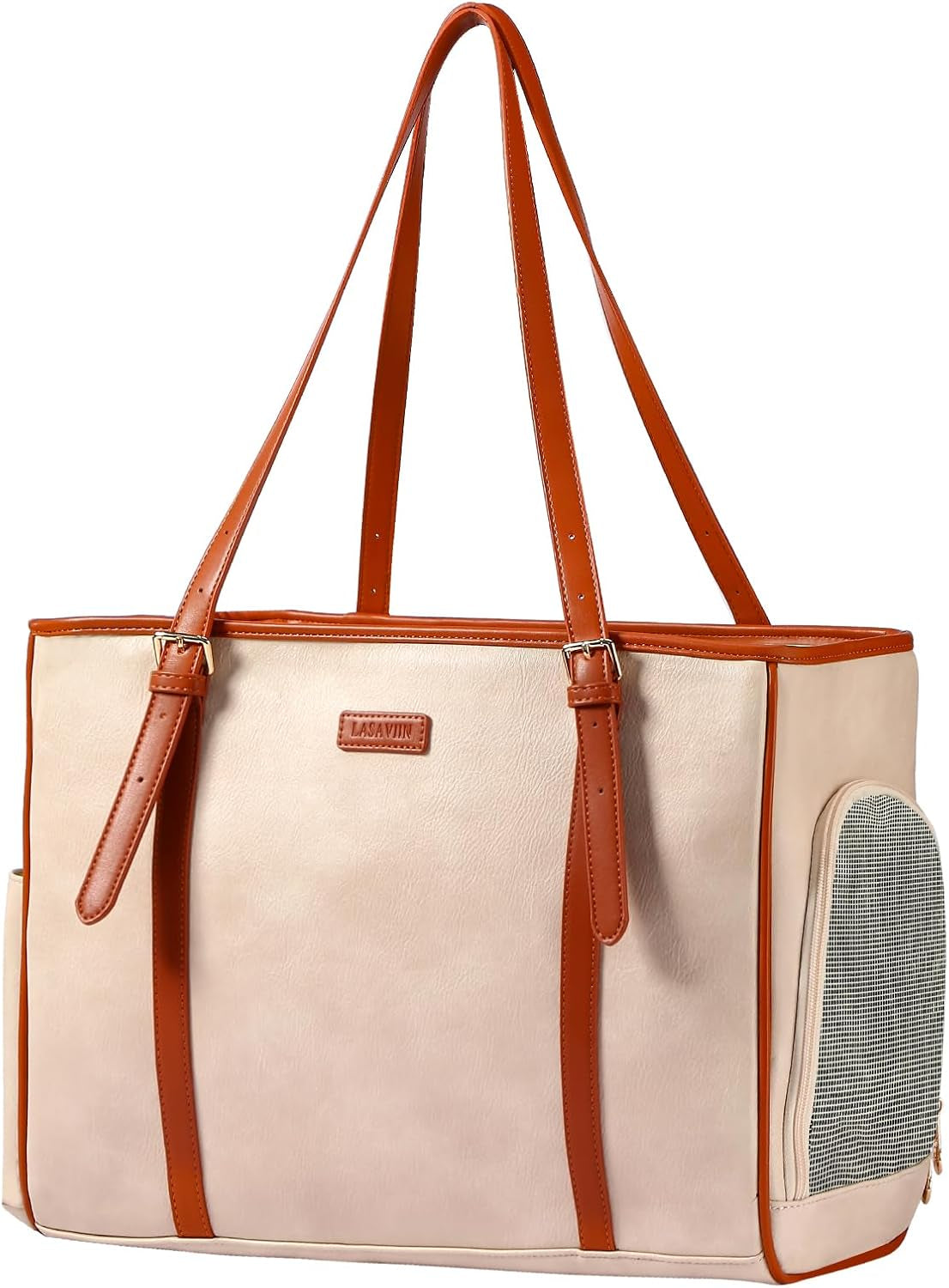 Chic & Comfortable Beign Soft-Sided Dog Purse Carrier - Airline Approved Travel Tote for Small Pets