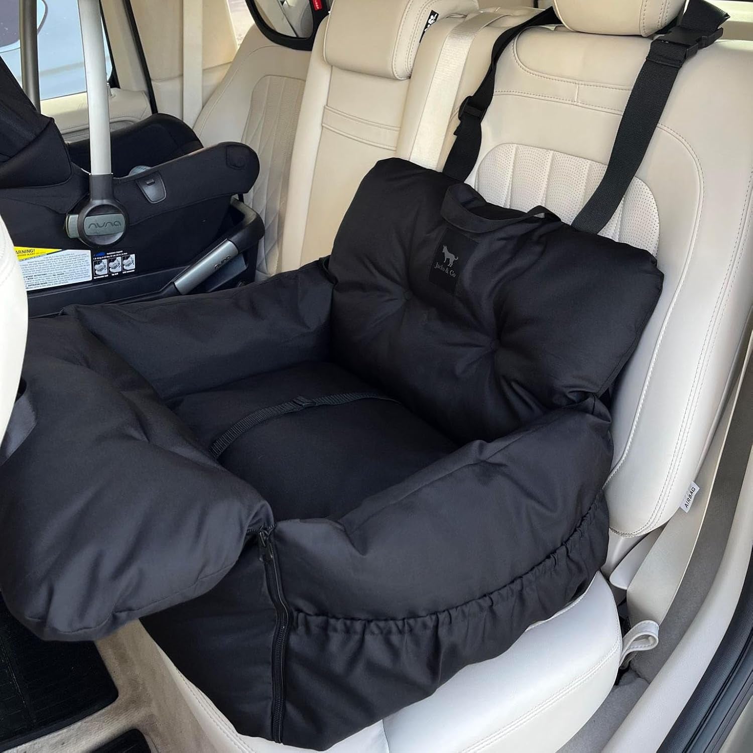 Luxurious Premium Dog Car Seat & Travel Bed for Small & Medium Pets up to 30lbs - Soft, Water Resistant, and Machine Washable for Ultimate Comfort and Safety