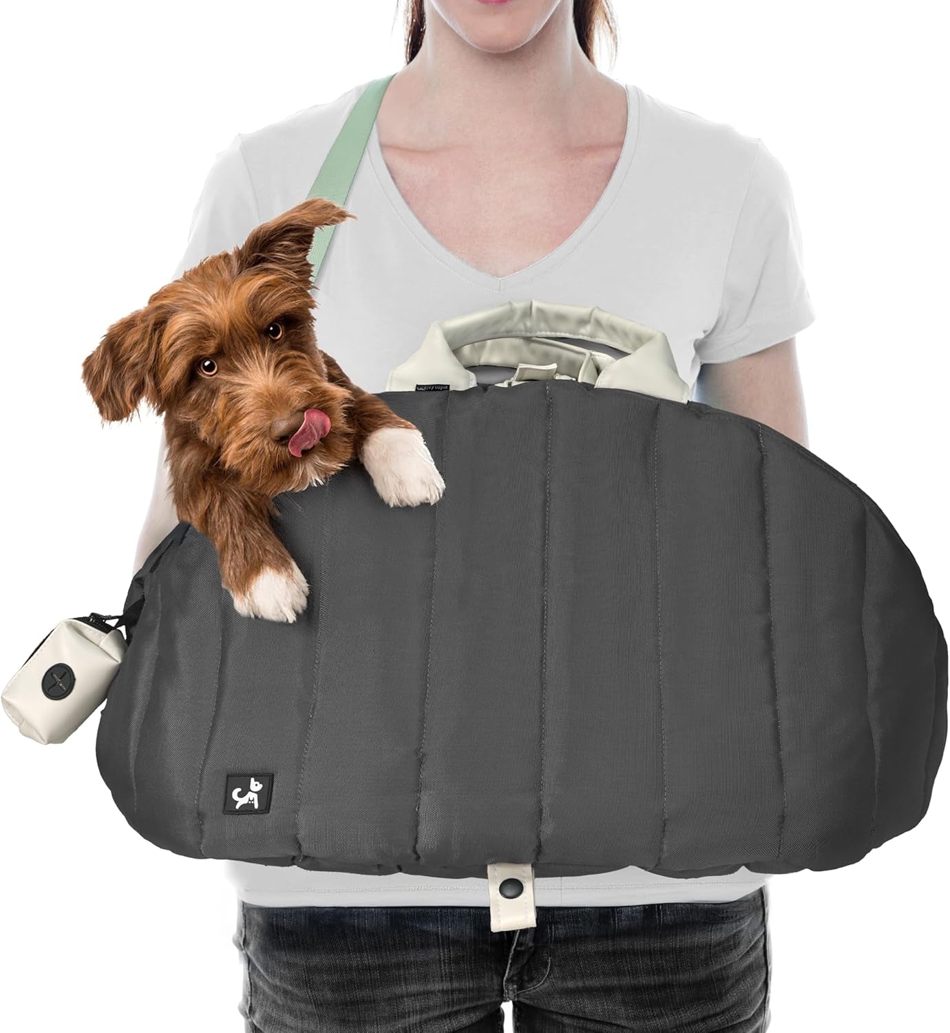Dog Carrier for Medium Dogs, Travel Purse for Dogs up to 20 Lbs with Poop Bag Holder, Dog Collar Clip, Double-Sided Pad, Adjustable Leash, Waterproof Washable Bag, Monet Grey