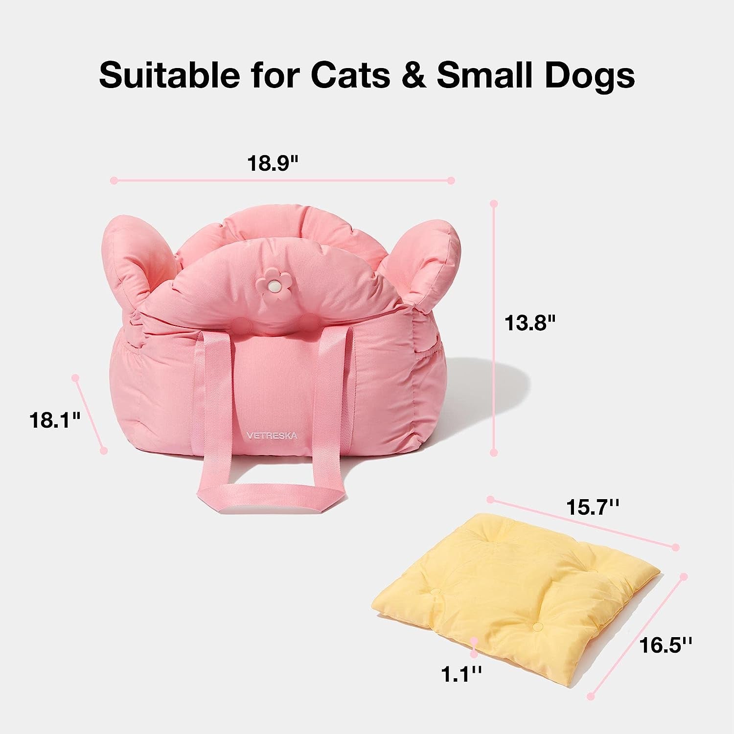 Dog Carrier Dog Car Seat for Small Dogs - Washable Cat Carrier Portable Puppy Bed for Car Seat of Easy Installation Pet Travel Carrier Bed with Storage Pocket & Safety Clip-On Leas