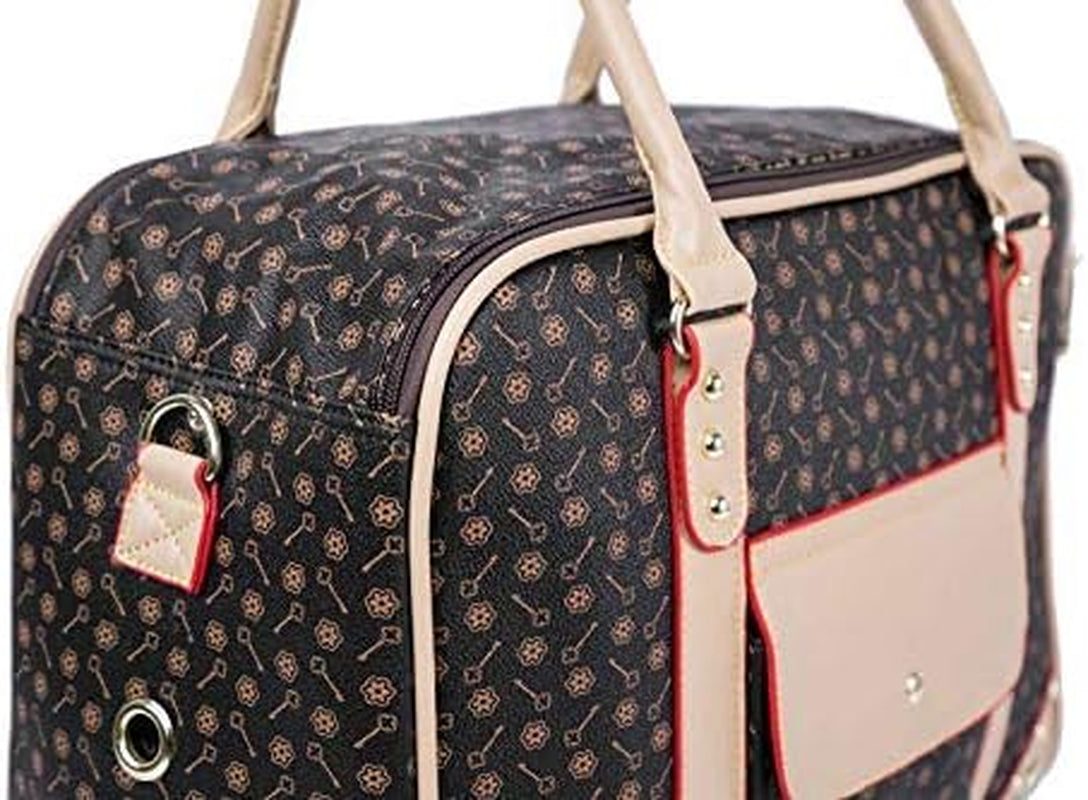 Pet Carrier Tote around Town Pet Carrier Portable Dog Handbag Dog Purse for Outdoor Travel Walking Hiking, Brown, 15.75''*11.81''*7.87''
