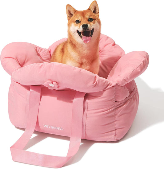 Dog Carrier Dog Car Seat for Small Dogs - Washable Cat Carrier Portable Puppy Bed for Car Seat of Easy Installation Pet Travel Carrier Bed with Storage Pocket & Safety Clip-On Leas