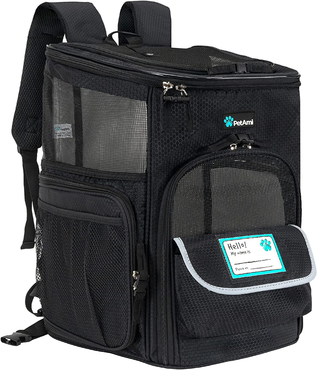 Premium Airline Approved Dog Backpack Carrier - Versatile, Comfortable & Ventilated for Travel with Cats and Small Dogs - Max Weight 18 lbs - Stylish Black Design