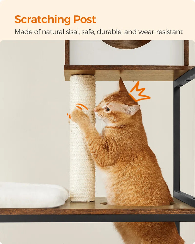 Kimmel 58" Cat Condo: Stylish Litter Box Enclosure with Elevated Bowls for Your Feline's Comfort