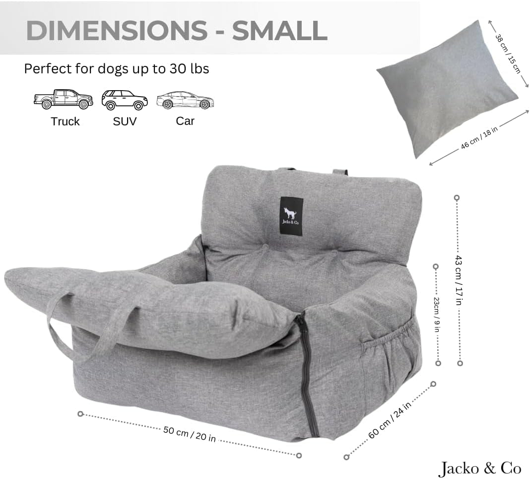 Luxurious Premium Dog Car Seat & Travel Bed for Small & Medium Pets up to 30lbs - Soft, Water Resistant, and Machine Washable for Ultimate Comfort and Safety