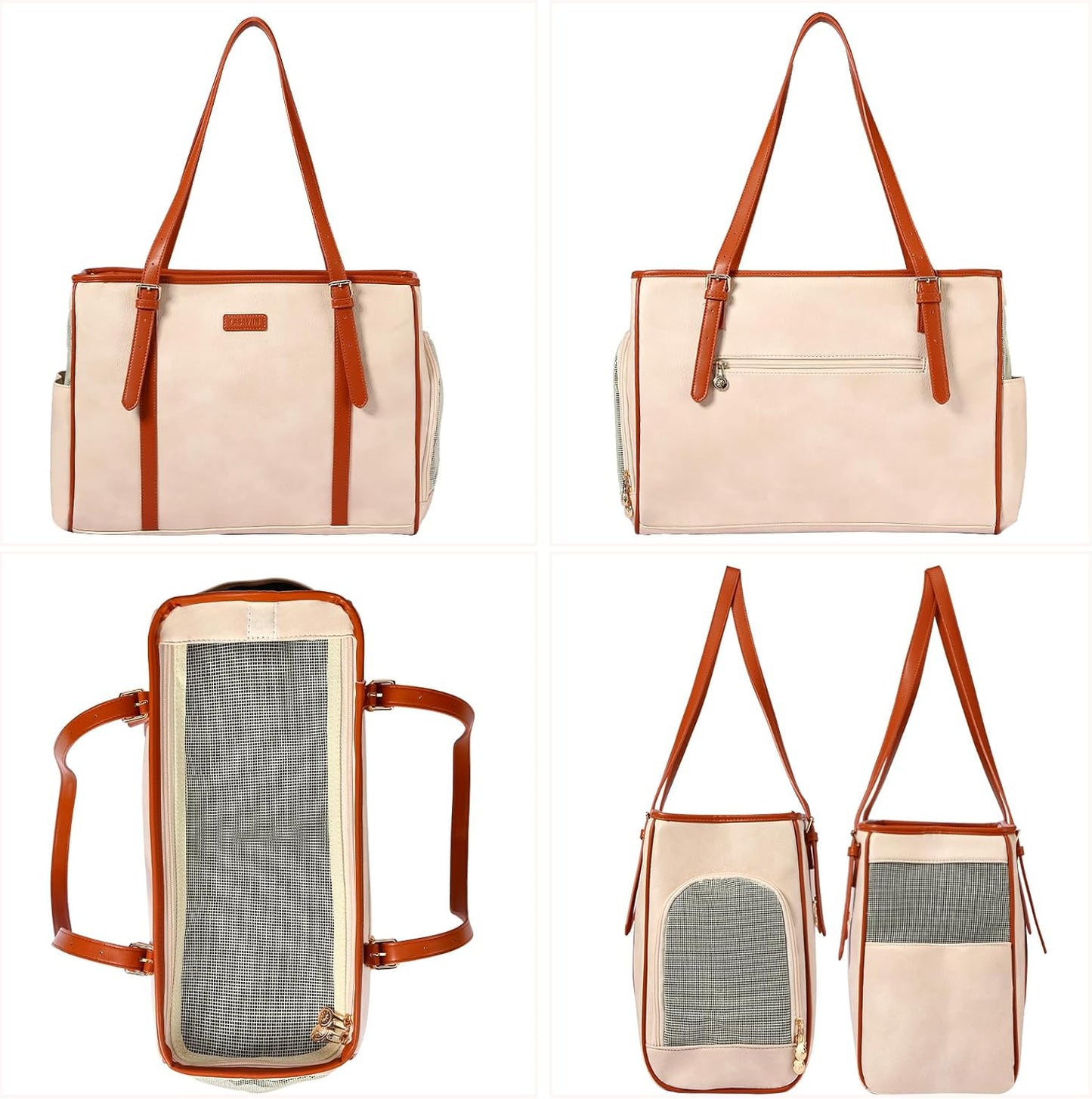 Chic & Comfortable Beign Soft-Sided Dog Purse Carrier - Airline Approved Travel Tote for Small Pets