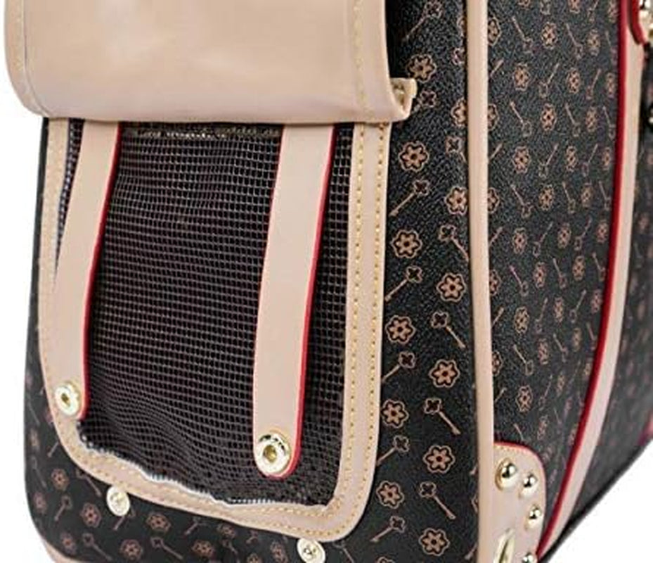 Pet Carrier Tote around Town Pet Carrier Portable Dog Handbag Dog Purse for Outdoor Travel Walking Hiking, Brown, 15.75''*11.81''*7.87''