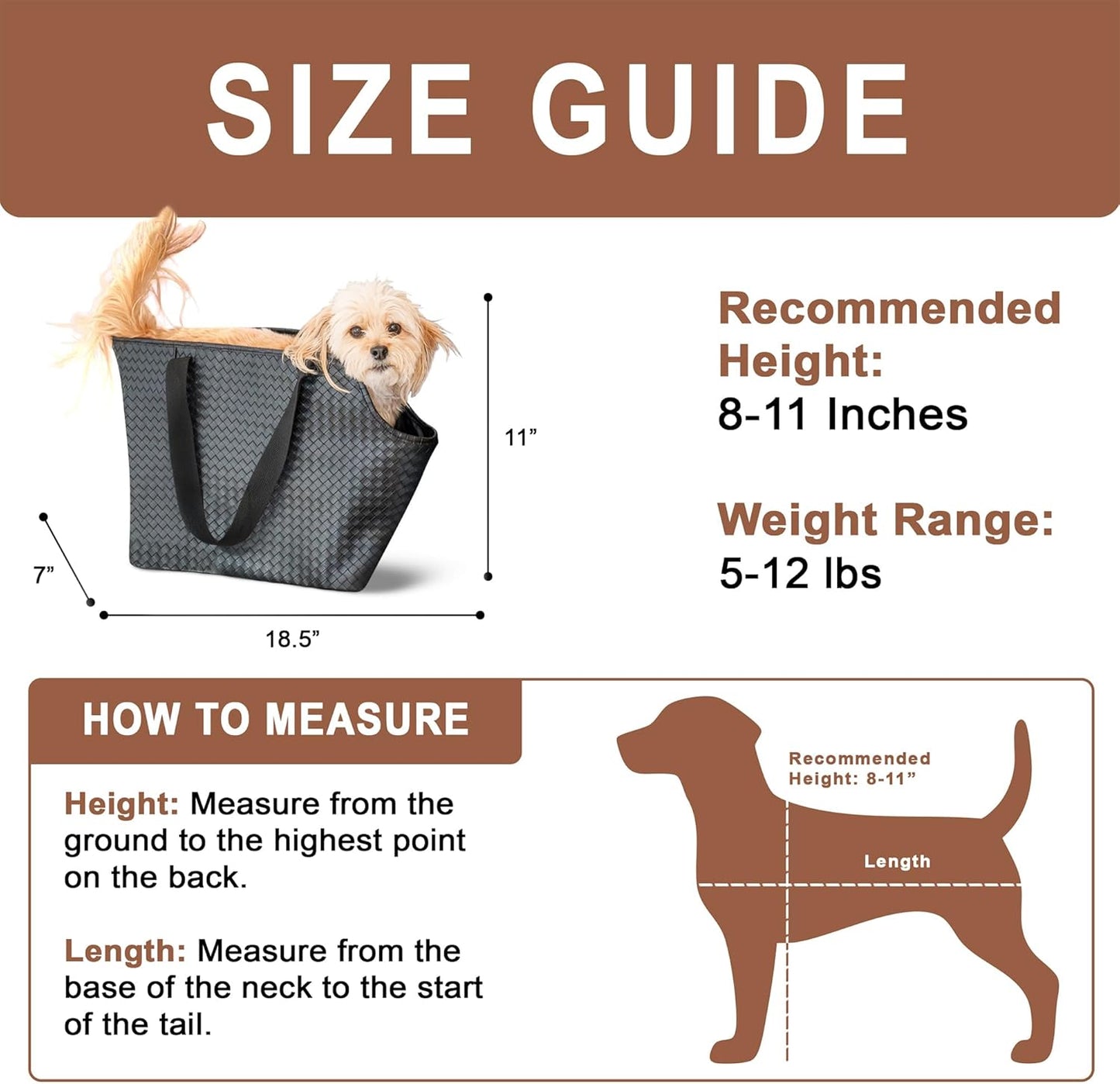 Luxury Woven Dog Purse Carrier for Small Dogs - Cozy Faux Leather, Dog Carrier Purse with Secure Harness Clip, Black Dog Tote Bag for Small Dogs and Puppies