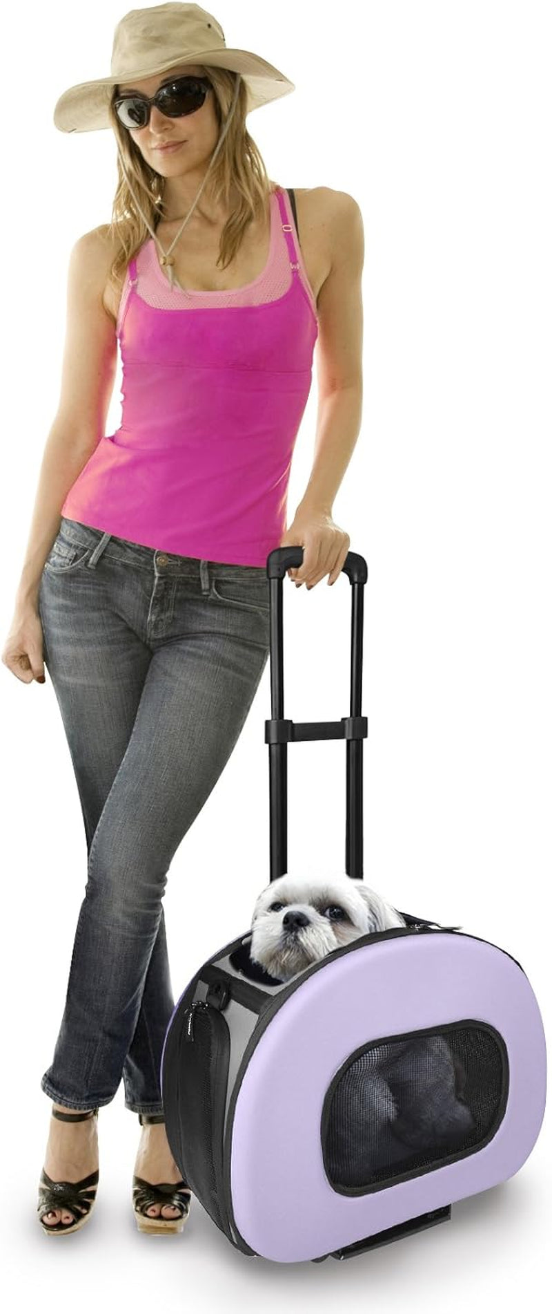 'Final Destination' Airline Approved 2-In-1 Tough-Shell Wheeled Collapsible Travel Fashion Pet Dog Carrier Crate, One Size, Black