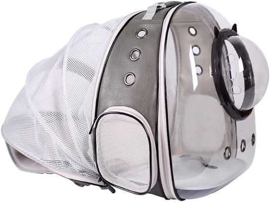 Revolutionary Expandable Cat Carrier Backpack - Perfect for Kittens and Small Puppies, Airline Approved with Bubble Window Design in Grey