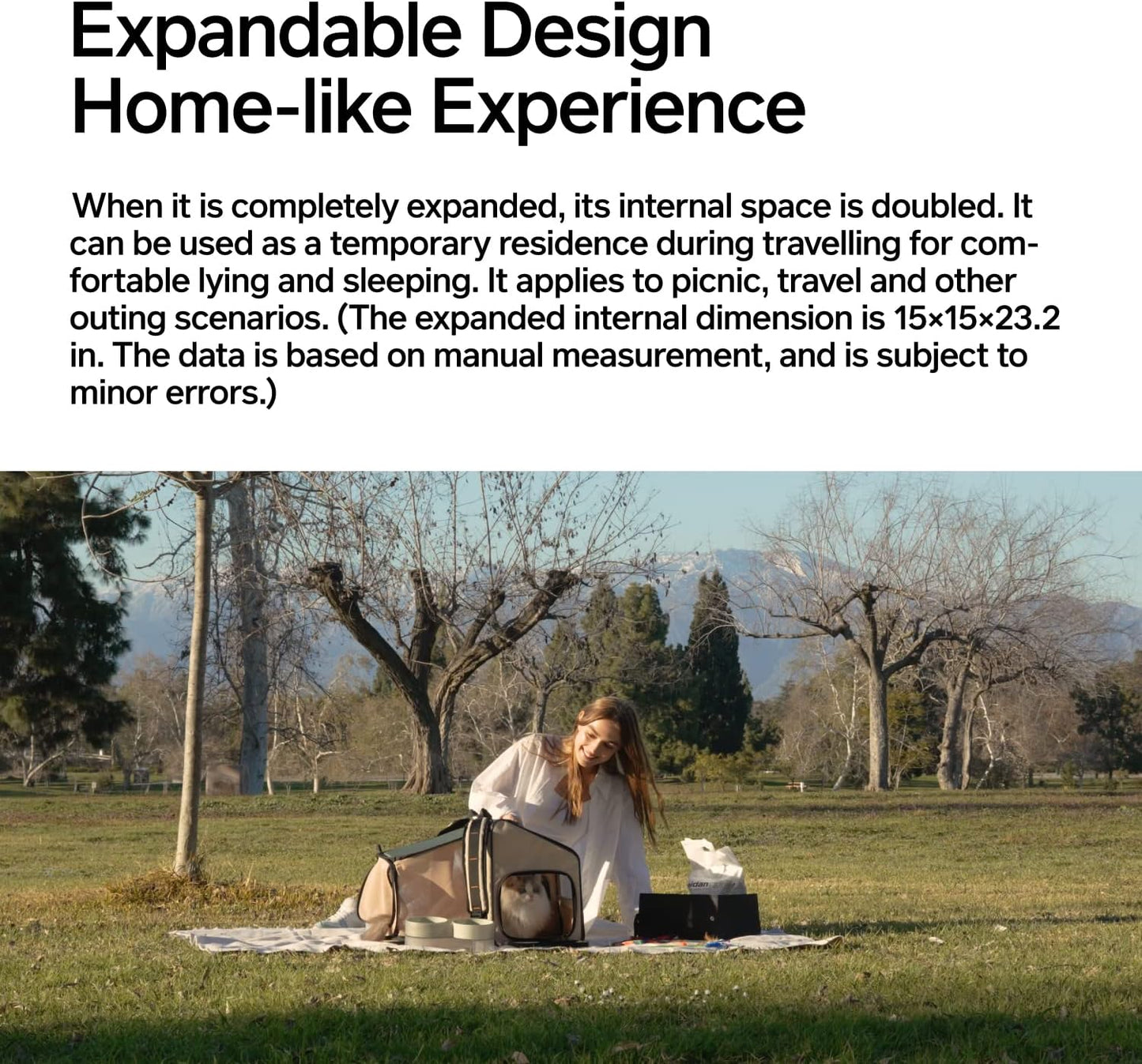 Expandable Cat Backpack Cat Carrier Large Pet Carriers Backpack Bag for Cats Bags Litter Box Include 15”×15” ×23.2” Quick & Easy Assembly