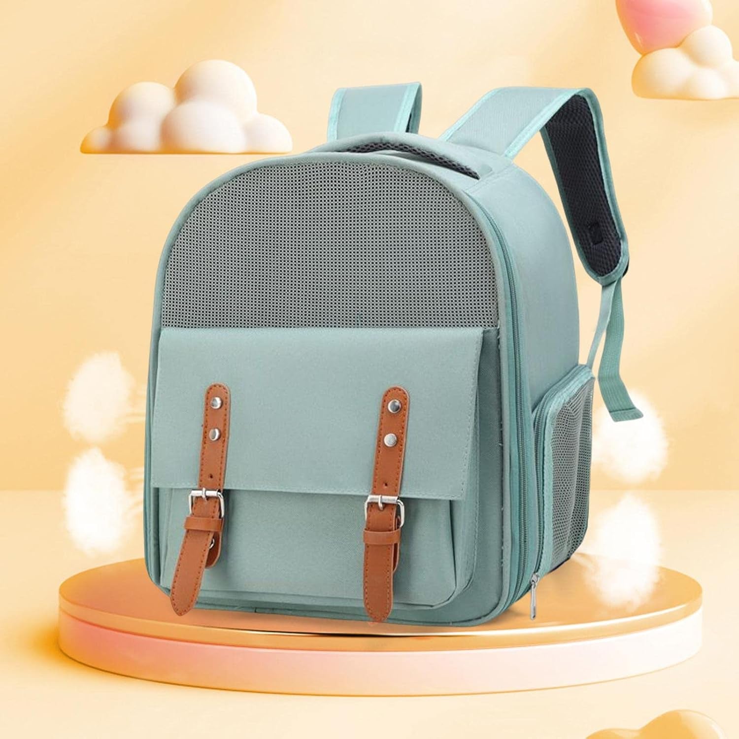 Cat Carrier Backpack Breathable for Cat Dog Small Dog Portable with Pocket for Travel Walking (Green)