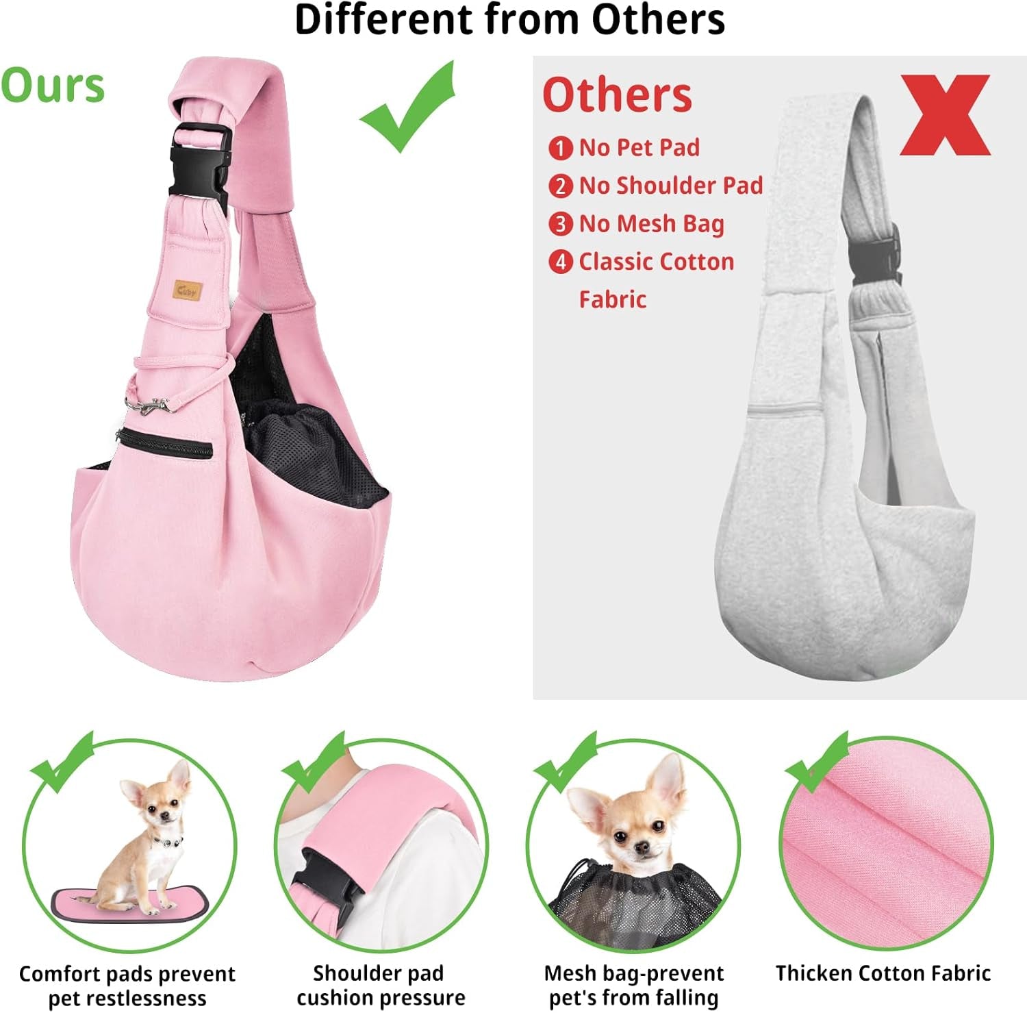 Comfortable and Stylish Adjustable Dog Sling Carrier - Perfect for Small Pets on the Go!