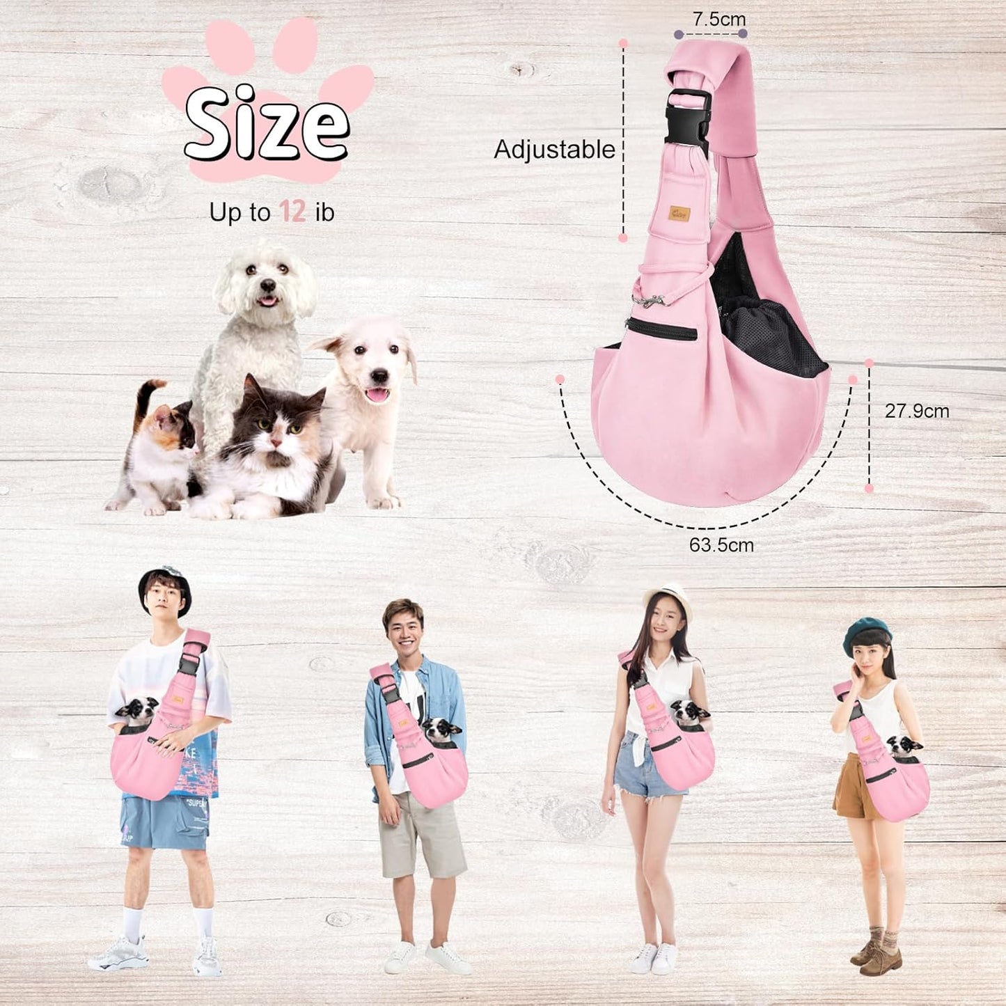 Comfortable and Stylish Adjustable Dog Sling Carrier - Perfect for Small Pets on the Go!