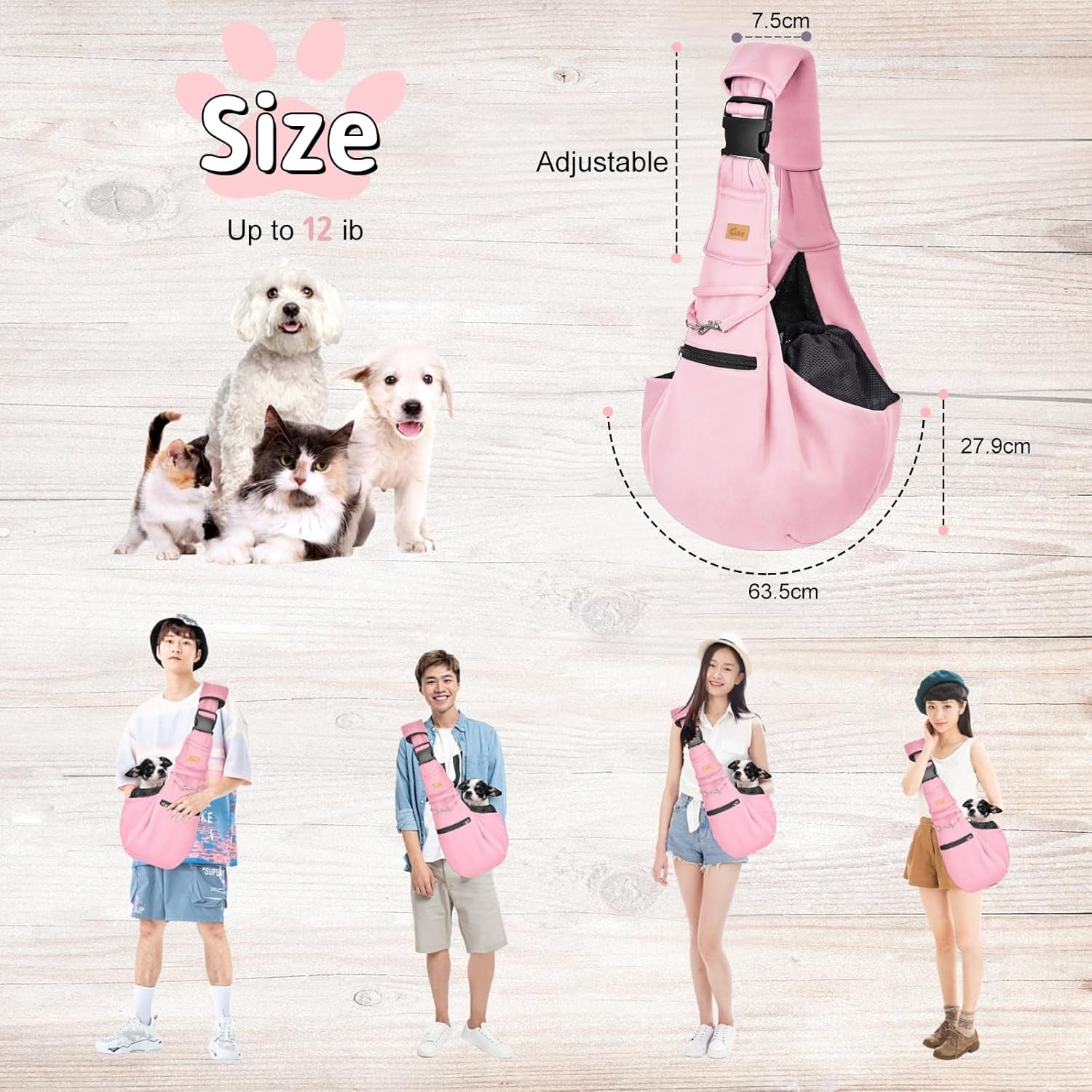 Comfortable and Stylish Adjustable Dog Sling Carrier - Perfect for Small Pets on the Go!