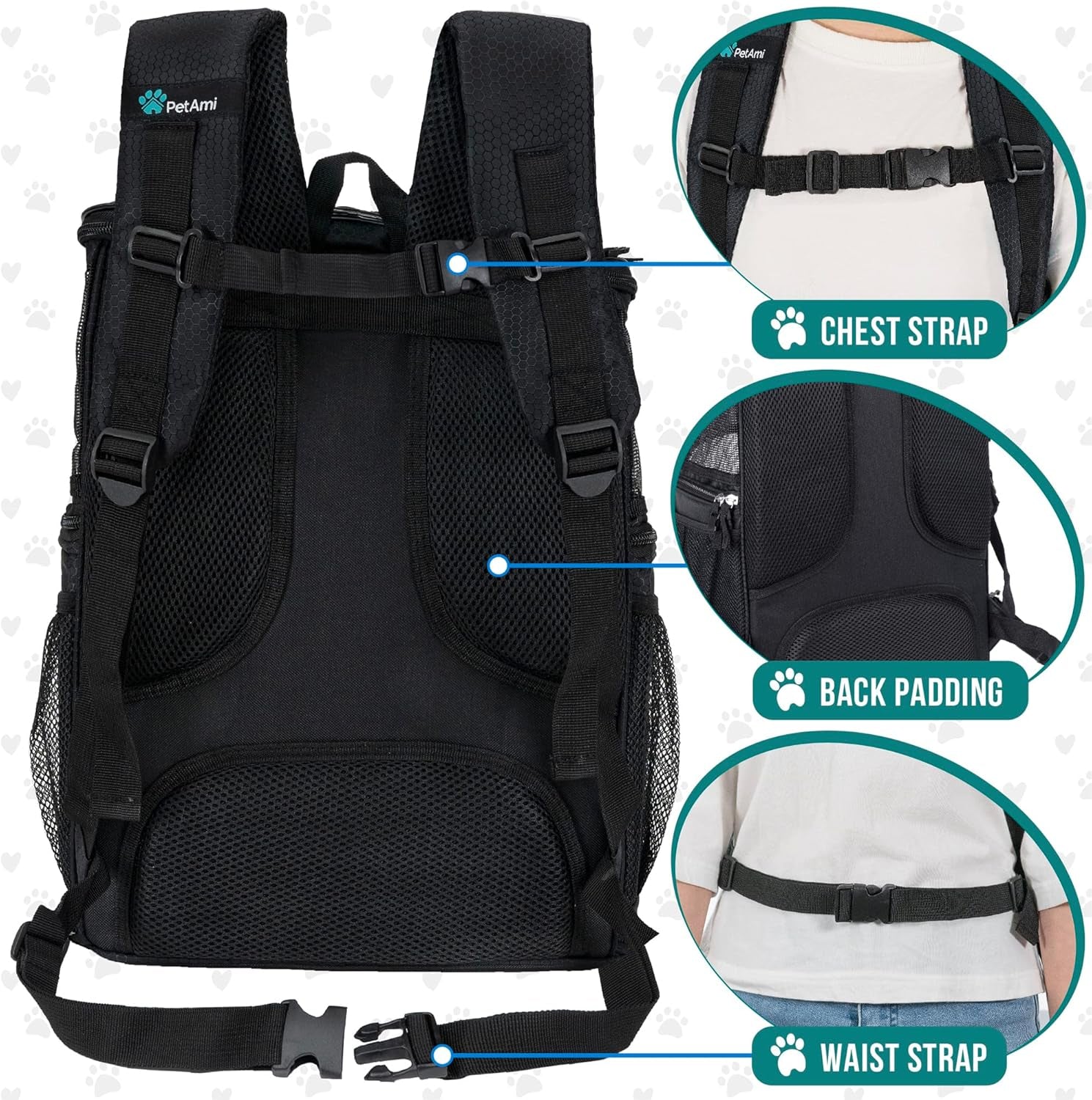 Premium Airline Approved Dog Backpack Carrier - Versatile, Comfortable & Ventilated for Travel with Cats and Small Dogs - Max Weight 18 lbs - Stylish Black Design