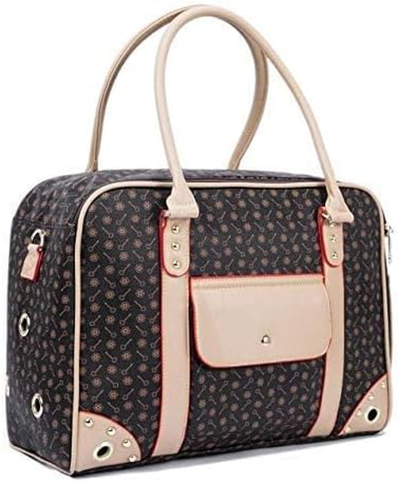 Stylish Brown Pet Carrier Tote - Portable Dog Handbag for Outdoor Adventures, Perfect for Travel and Hiking