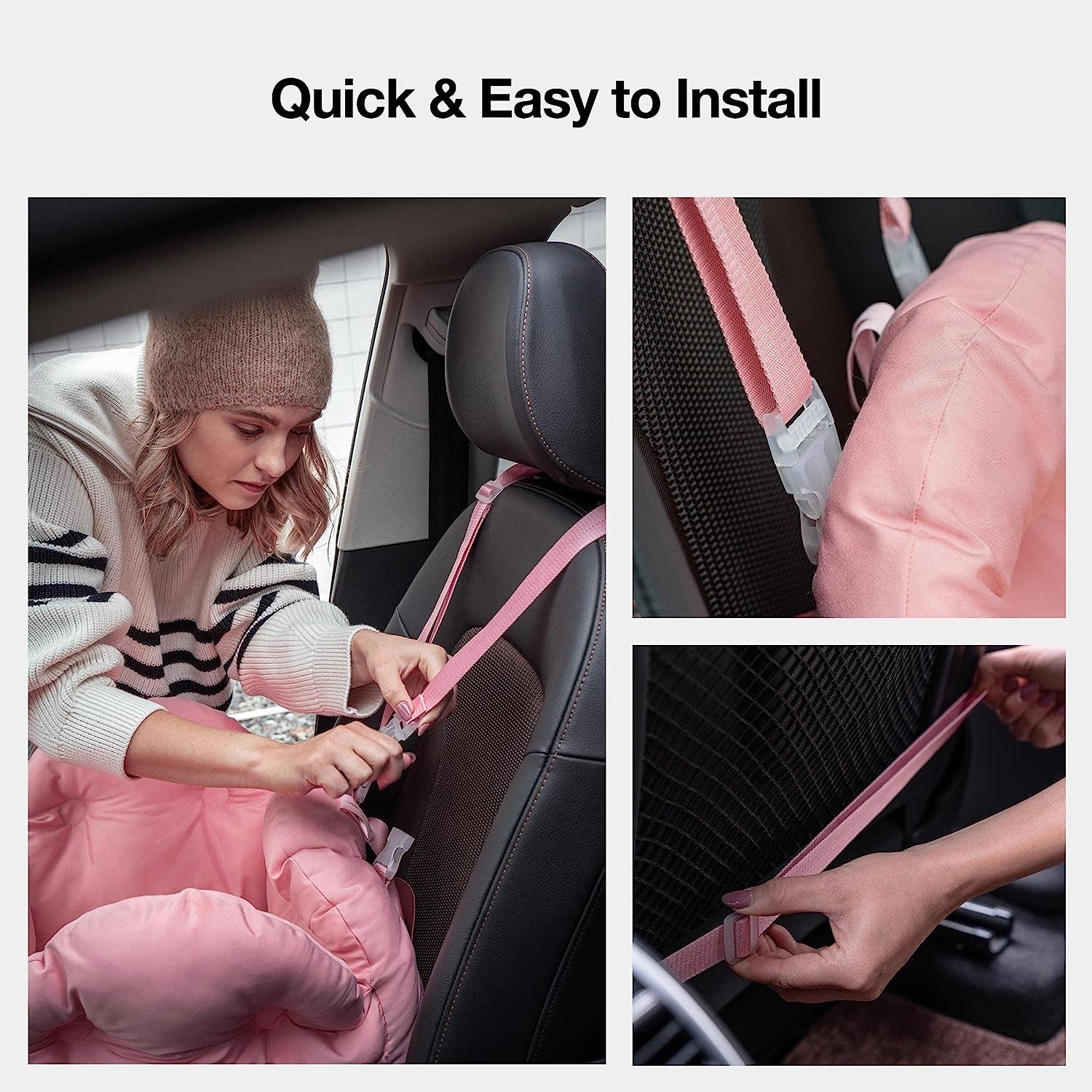 Dog Carrier Dog Car Seat for Small Dogs - Washable Cat Carrier Portable Puppy Bed for Car Seat of Easy Installation Pet Travel Carrier Bed with Storage Pocket & Safety Clip-On Leas