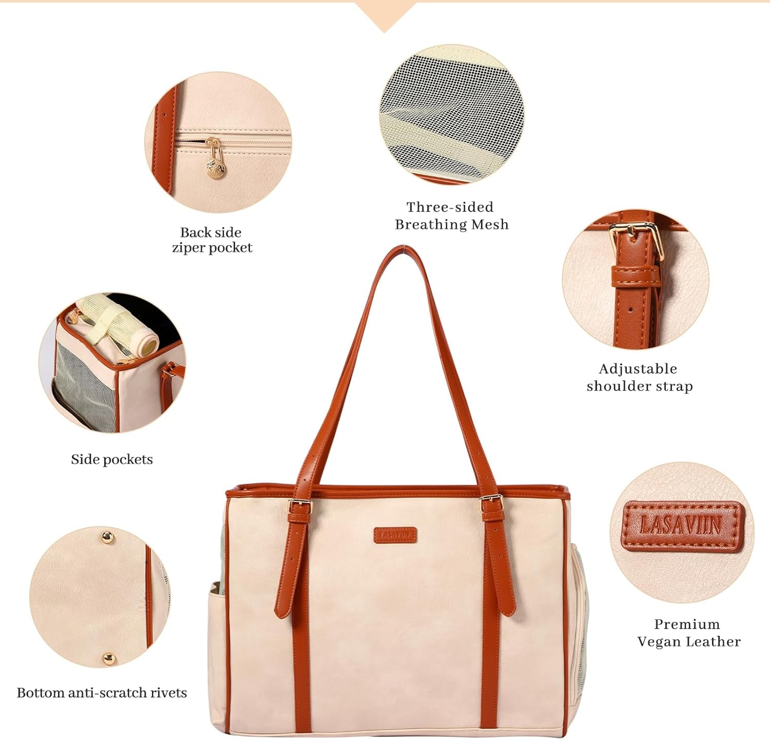 Chic & Comfortable Beign Soft-Sided Dog Purse Carrier - Airline Approved Travel Tote for Small Pets