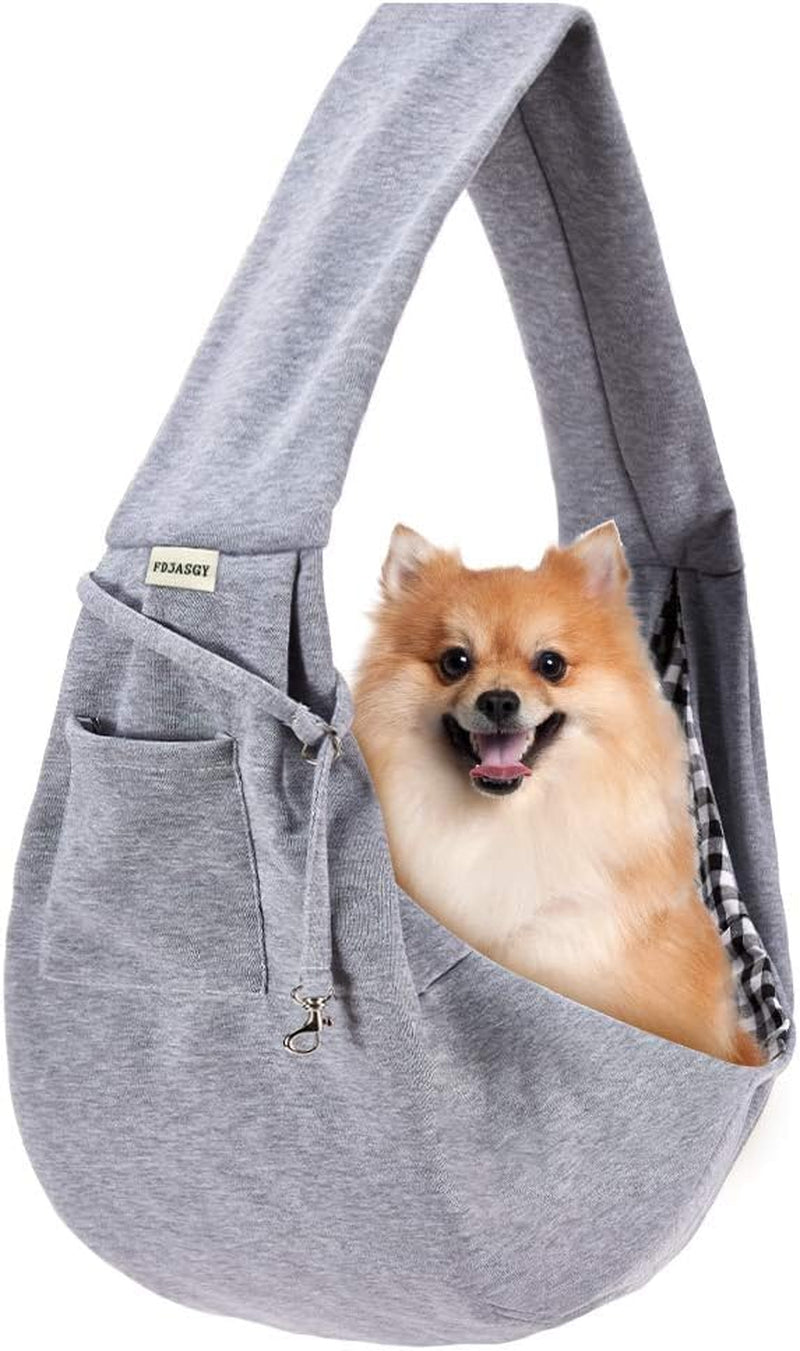 Cozy Charcoal Gray Small Pet Sling Carrier - Hands-Free Reversible Tote with Safety Belt & Pocket for Dogs and Cats on the Go